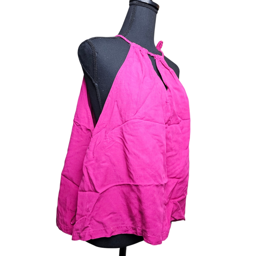 Zara Linen Fuchsia Halter Top - Picture 8 of 10